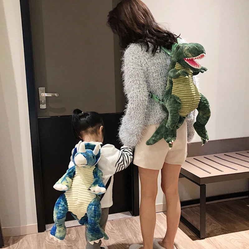 New Fashion Parent-Child Creative 3D Dinosaur Backpack Cute Animal Cartoon Plush Backpack Dinosaurs Bag for Children Kids Gifts