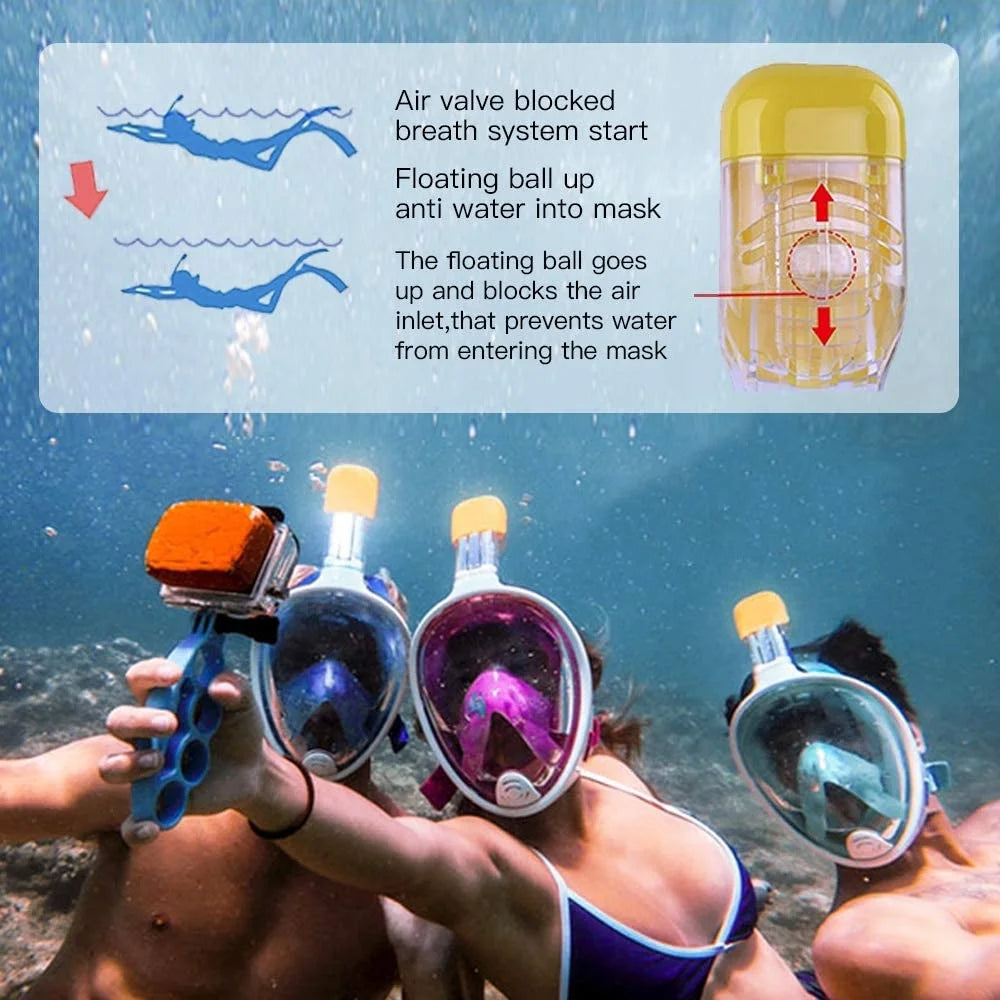Snorkel Mask Full Face Snorkeling Mask Snorkel Set with Panoramic View and Action Camera Mount Anti-Fog and Anti-Leak Design Dive Mask for Adults Green