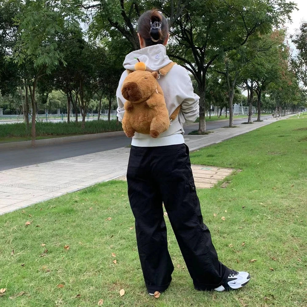 Capybara Plush Backpack Kawaii Fashion Plushie Doll Fur Bag Children'S Bag Shoulder Bag Mini Knapsack Bags Gifts for Girlfriend