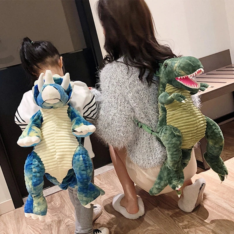 New Fashion Parent-Child Creative 3D Dinosaur Backpack Cute Animal Cartoon Plush Backpack Dinosaurs Bag for Children Kids Gifts