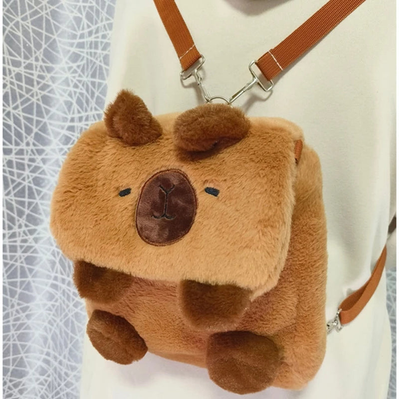 Capybara Plush Backpack Kawaii Fashion Plushie Doll Fur Bag Children'S Bag Shoulder Bag Mini Knapsack Bags Gifts for Girlfriend