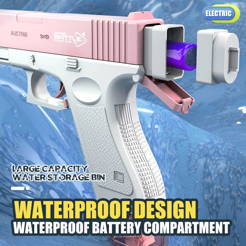 SwitchnShoot™ Child Safe High-Pressure Electric Water Gun. Chargeable, (2x) Clip, Extra Fun!