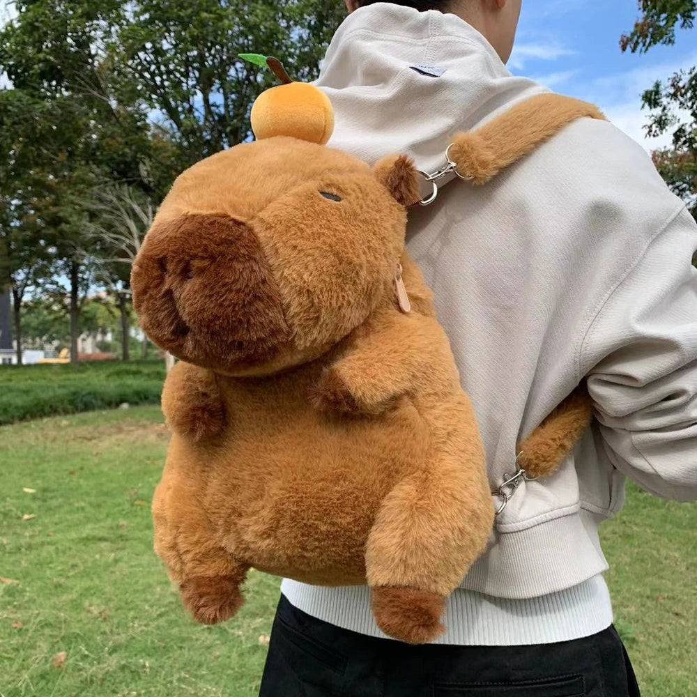 Capybara Plush Backpack Kawaii Fashion Plushie Doll Fur Bag Children'S Bag Shoulder Bag Mini Knapsack Bags Gifts for Girlfriend