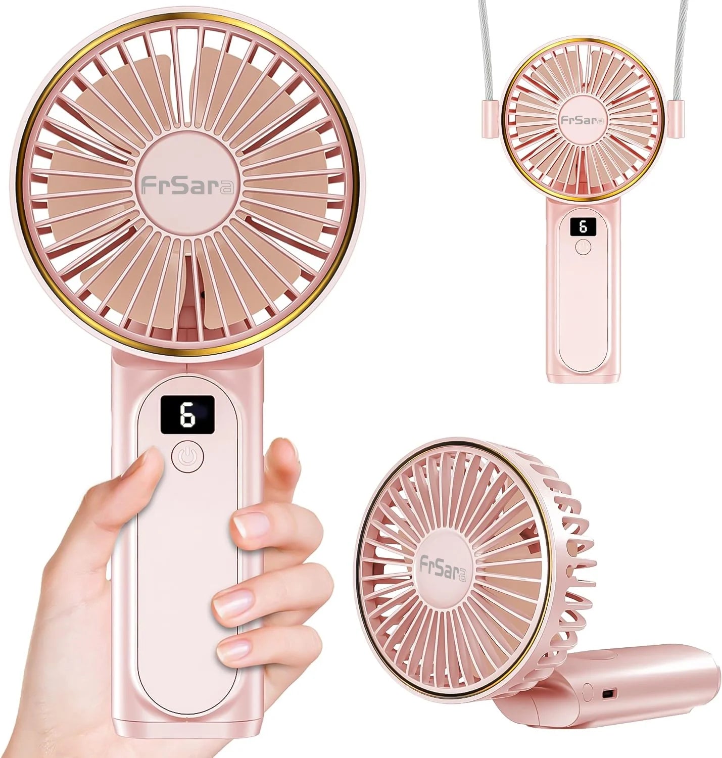 PressNBreeze™ Portable Mini Turbo Fan and Powerbank for Convience and a Ice Cold Fan Breeze. 4000Mah Desk Fan, 180° Adjustable, 6 Speed Wind, Display Electricity in Real Time, USB Rechargeable Foldable Fan